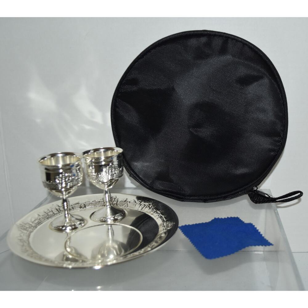 Silverplated Communion Set with Travel Bag